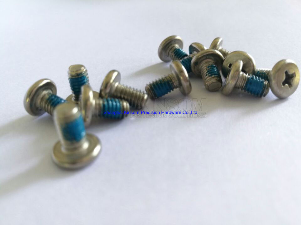 Stainless Steel 304 316 Machine screw Cheese Cross Phillips Head with Blue Nylok Nylon Patch
